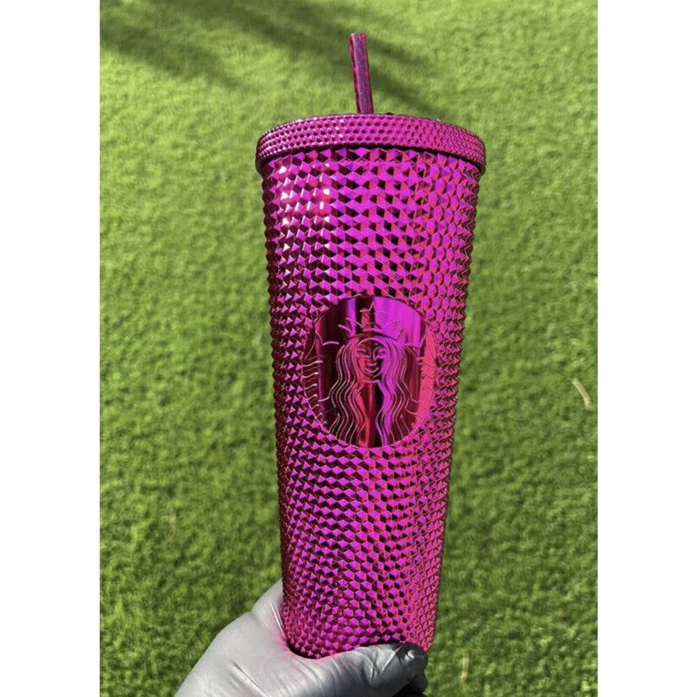 Starbucks Sangria Berry Bling Studded Tumbler Cup 24 oz Holidays 2022 Pink